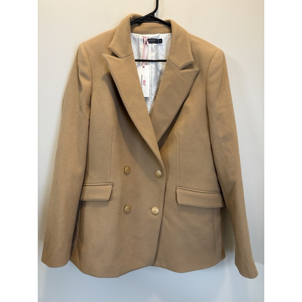 NWT Vineyard Vines Toasted Almond Double Breasted 100% Merino Wool Blazer Medium